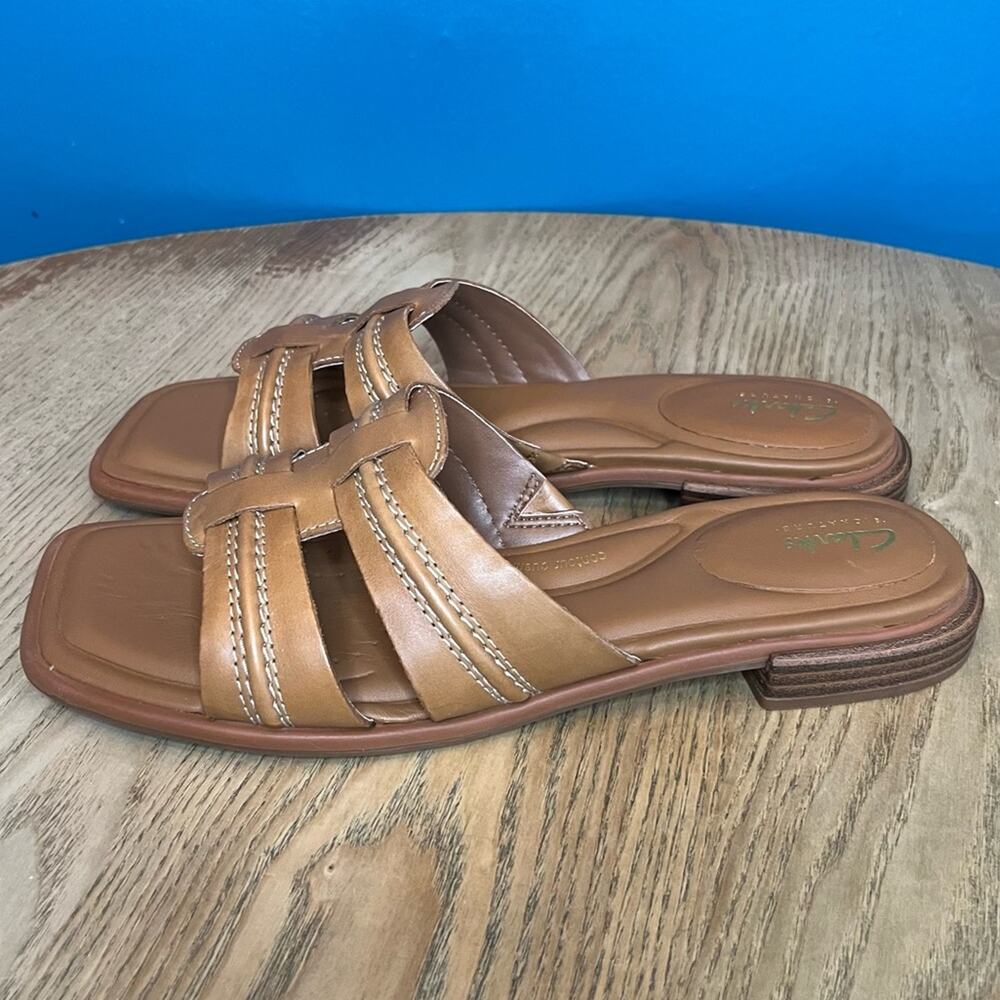 New! Clarks Ariany Mule Comfort Sandal Tan Leather Slide Women’s Size 10 - Picture 4 of 7